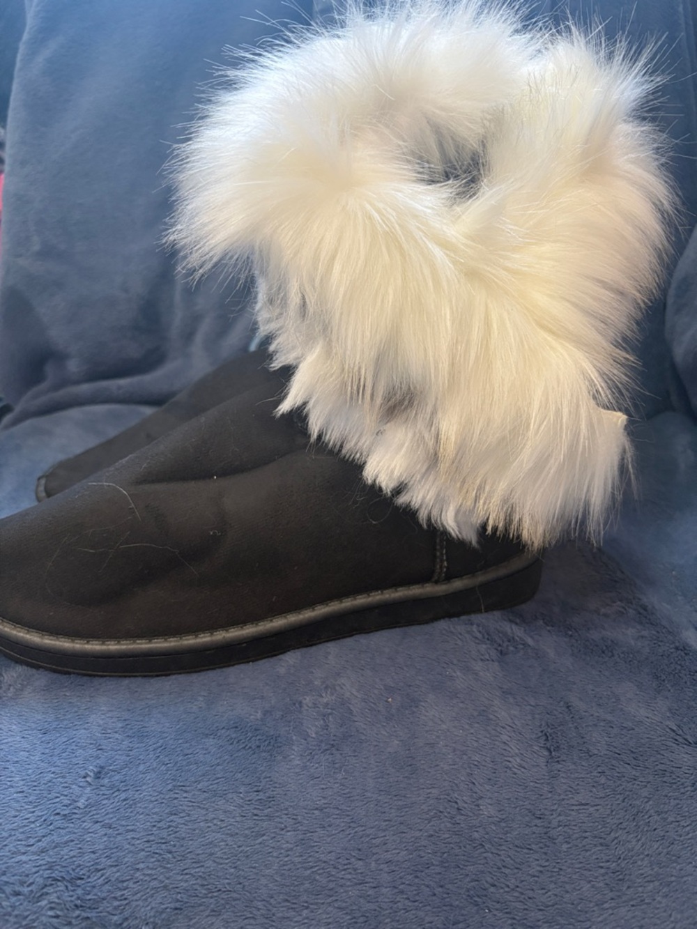 Women’s Black Winter Faux-Fur Cuff Boots - Picture 4 of 6